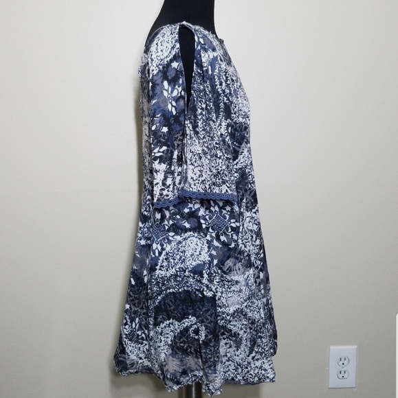 Free People Dress Boho Print Mini Cold Shoulder XS - Picture 6 of 10